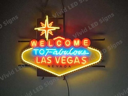 Welcome To Fabulous Las  Vegas Nevada 24"x19" Vivid LED Neon Sign With Dimmer — image 2