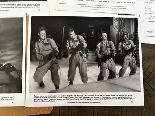 VINTAGE 1985 GHOSTBUSTERS VHS RELEASE PRESS KIT + 4 STILLS + FOLDER — image 3