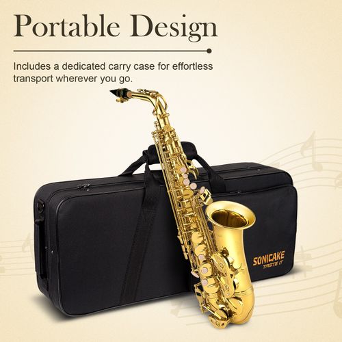 SONICAKE Gold Eb Alto Saxophone Complete Set Beginner Saxophone Full Kits UK — image 6