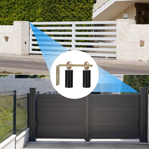 Slide Gate Guide Roller with L Post Bracket 3" Dual Nylon Rollers Black — image 6
