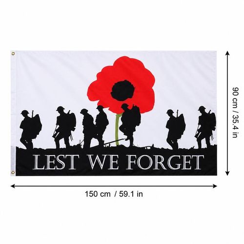 Remembrance Day Flag 5ft x 3ft (90cm x 150cm) Lest we forget army Flag Flags — image 2