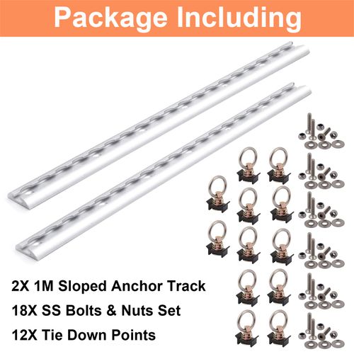 2x Cargo Rail 1000mm Lashing Track Load Locking Van Racking 12 Tie Down Fixings — image 2