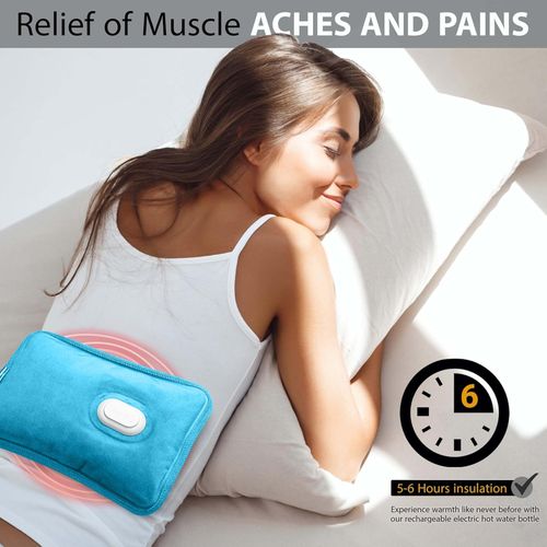 ELECTRIC RECHARGEABLE HOT WATER BOTTLE BED HAND WARMER MASSAGING HEAT PAD — image 7
