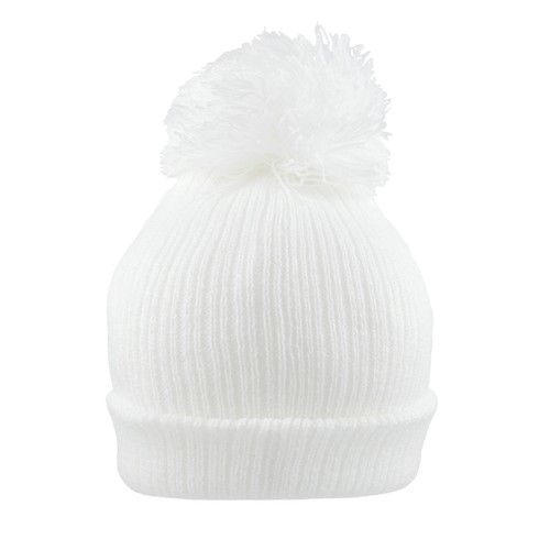 Baby Pom Pom Hat Bobble Beanie Cap Knitted Boy Girl NB, 0-3, 3-6, 6-12 Months