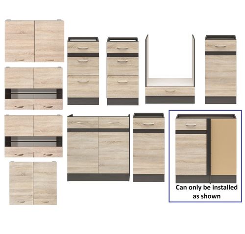 Corner Kitchen Cabinet Set 11 Right Unit Complete Fitted Sonoma Oak Wenge Junona — image 2