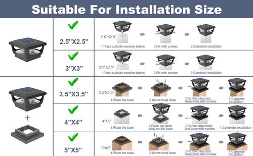 Solar Post Cap Lights Fence Post Lights Outdoor for 3x3 4x4 inch Wooden Posts — image 4