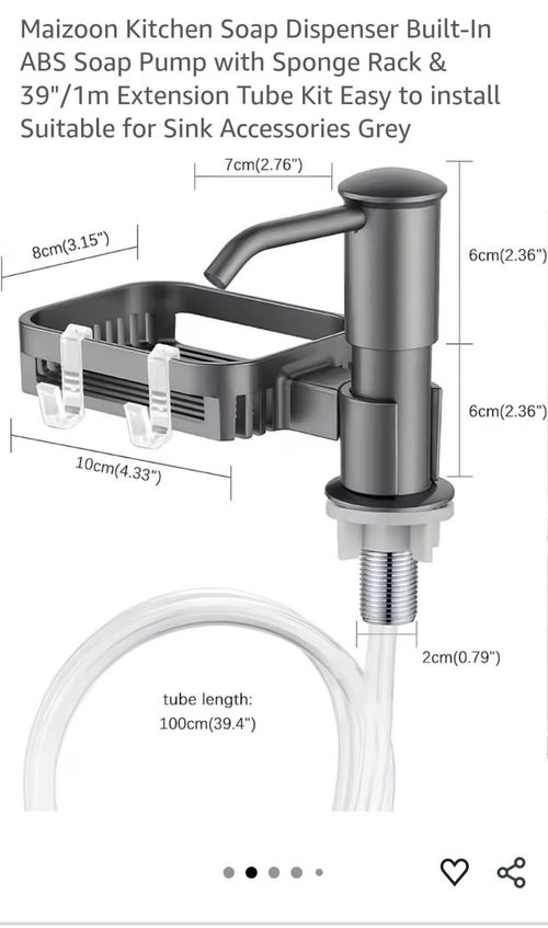 Maizoon Built-In ABS Kitchen Sink Soap Dispenser, Sponge Rack, Hook, Tube — image 6