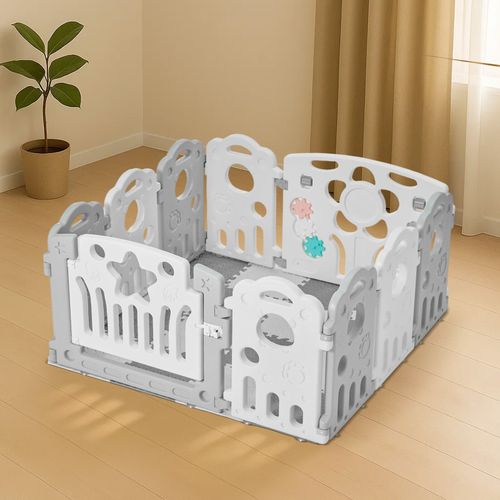 Baby Playpen Large Plastic Play Pen Bear Babies Fence & Foam Play Mat — image 9