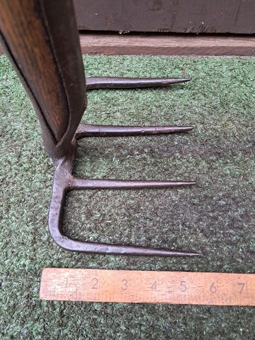 Vintage Drag Fork 4 Prong Manure Straw Hay Fork Farm Tool Old Tool (#053) — image 11