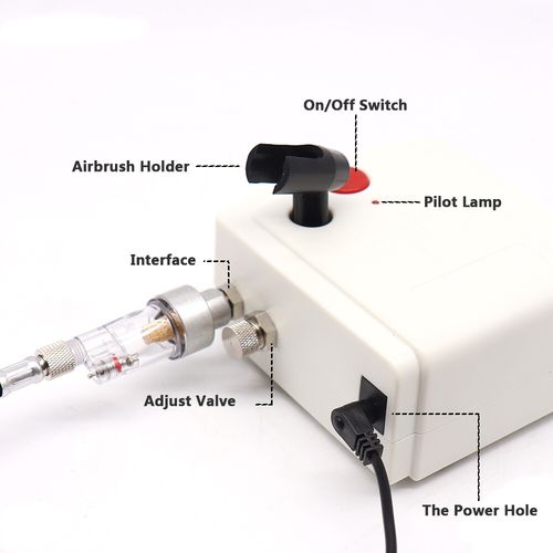 Mini Airbrush & Compressor Kit Dual Action Spray Gun Model Paint Tattoo 0.3MM UK — image 9