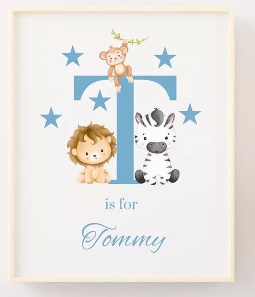 Personalised new born baby girl Boy gift Ideas Name Print Nursery Wall Art — image 1