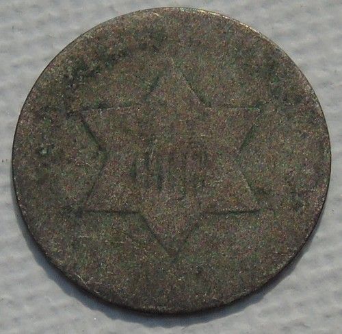 1853? United States Silver Star 3 Cents 14mm 0.70g 0.750 Silver, Km# 75, worn