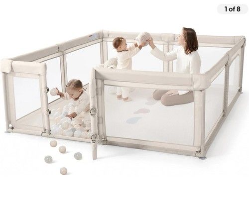Sweeby Baby Playpen 200x180cm Beige with Door Gate WL-002 Brand New