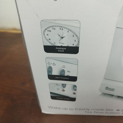 Swan Teasmade STM201N Retro White Teamaker Alarm Clock -Rapid Boil - New — image 3
