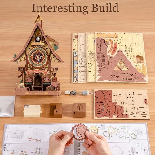 ROKR Cuckoo Clock 3D Wooden Puzzle for Adults Mechanical Model Building Kit Gift — image 2