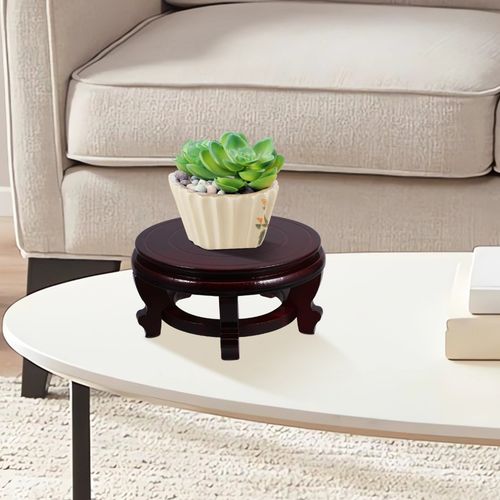3Pcs Wooden Stool Plant Stand Set Rustic Light Brown Small Wood Display — image 6