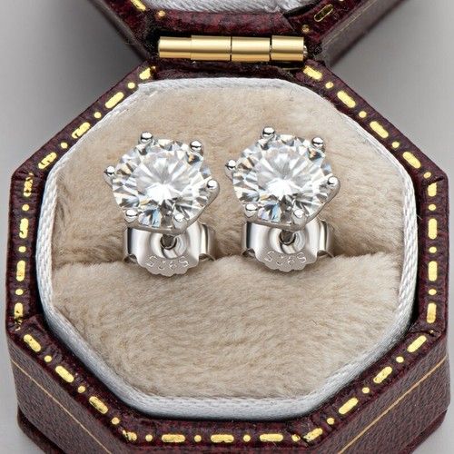 1ct Earrings White Gold Diamond Test Pass Lab-Created Round Cut VVS1/D/Excellent