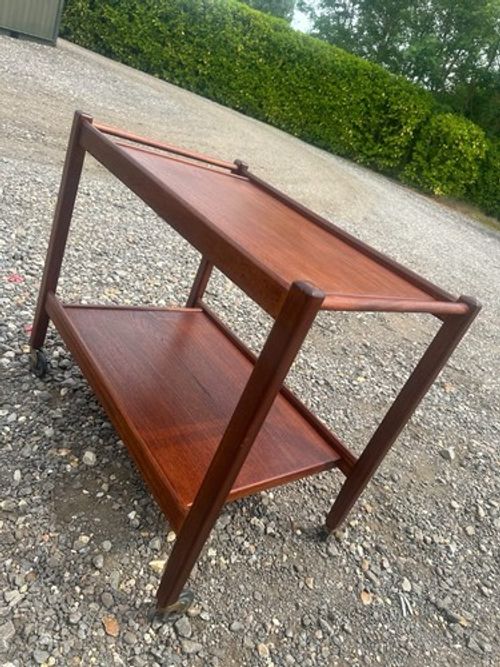 Vintage Mid Century Teak Drinks Trolley Serving Cart Bar Trolley Danish MCM