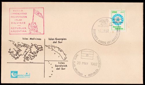 Argentine Military Occupation Cover Dual Cancelled (Bs.As. & 9409 Malvinas)1982