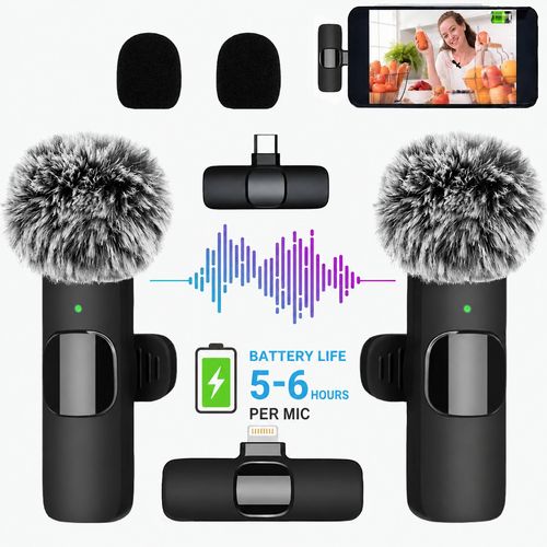 Wireless Lavalier Microphone Clip Mic Audio Video Recording For iPhone Samsung — image 1