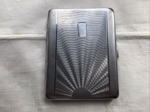 Vintage Emu Brand, Rising Sun Silva Chrome Cigarette Case with Box