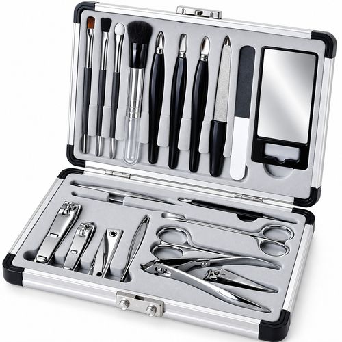 21 Piece Manicure Pedicure Set Nail Care Grooming Kit Clippers Travel Case — image 1