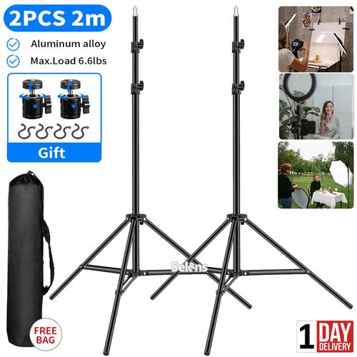 2PCS 79" Light Stand 2M Tripod Adjustable Photo Photography LED Flash Studio Bag — image 1