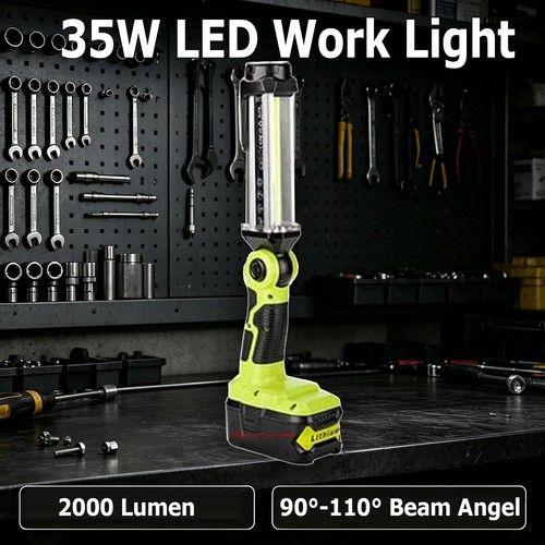Cordless LED Work Light for Ryobi 18V Battery 35W 2000LM Flood Light Flashlight