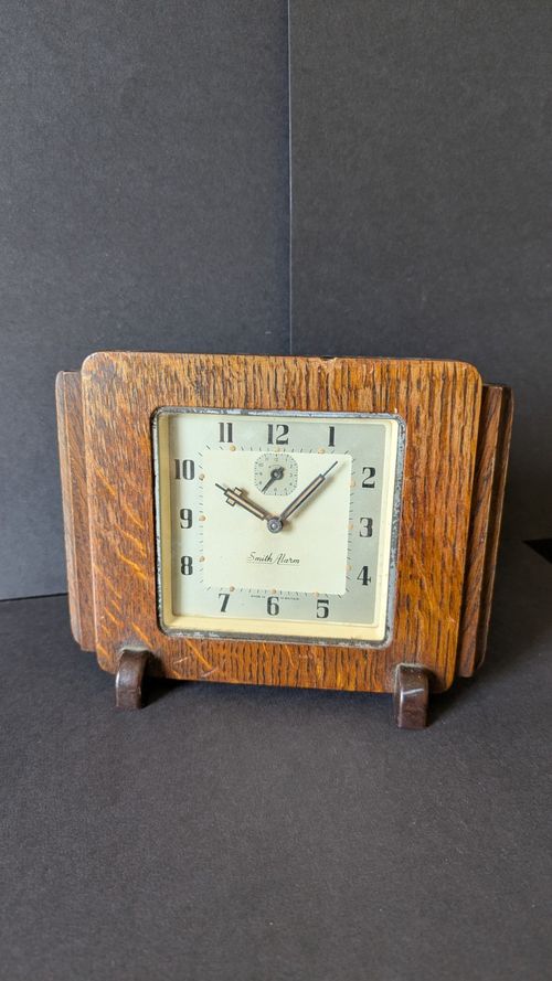 Art Deco Early 20th Century Mechanical Wind Up Smiths Alarm Clock Working Order — image 2