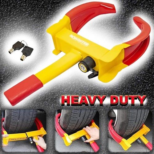 WHEEL CLAMP HEAVY DUTY ANTI THEFT LOCK CARAVAN TRAILER SECURITY CAR VAN - 2 KEYS