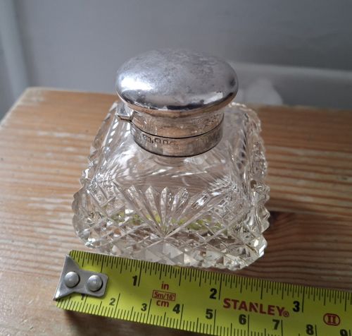Silver Topped Glass Desk Inkwell — image 5