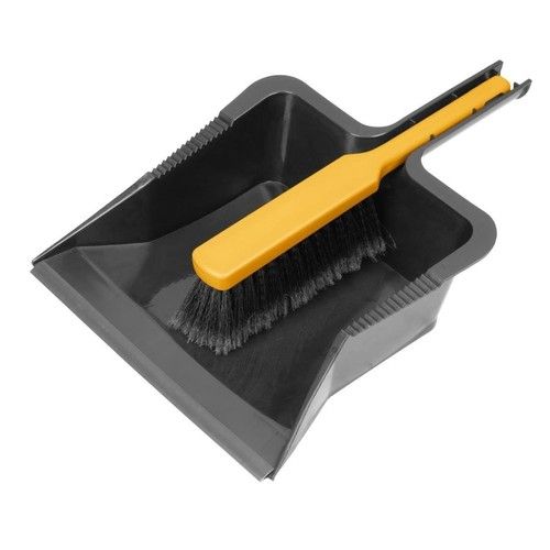 Jantex Dustpan Brush Set Rubberised Edge Plastic Commercial Grade Heavy Duty