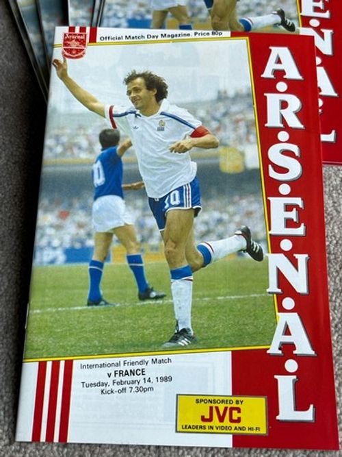 1989 Arsenal v France International Friendly Match programme in Excellent cond'