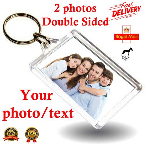 PERSONALISED PHOTO KEYRING Birthday Gift Any Image Text Double Sided Acrylic Key — image 9