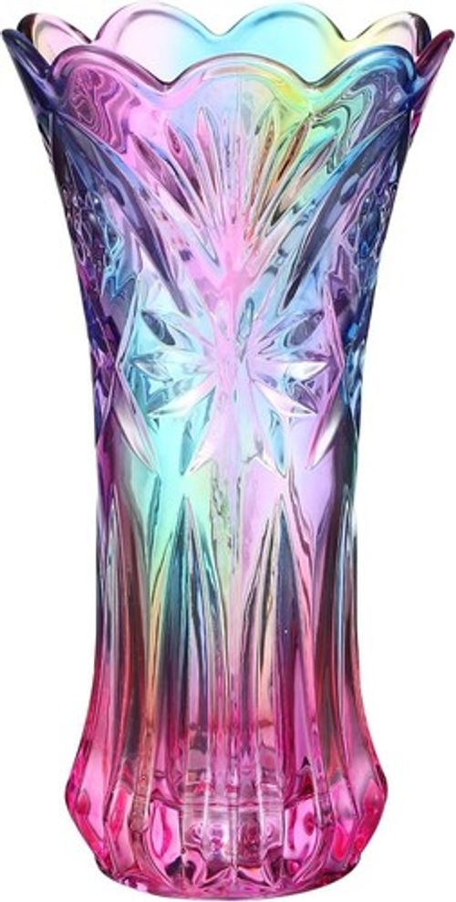 BESPORTBLE Glass Vase for Flowers - Iridescent Rainbow Crystal Decorative Flower