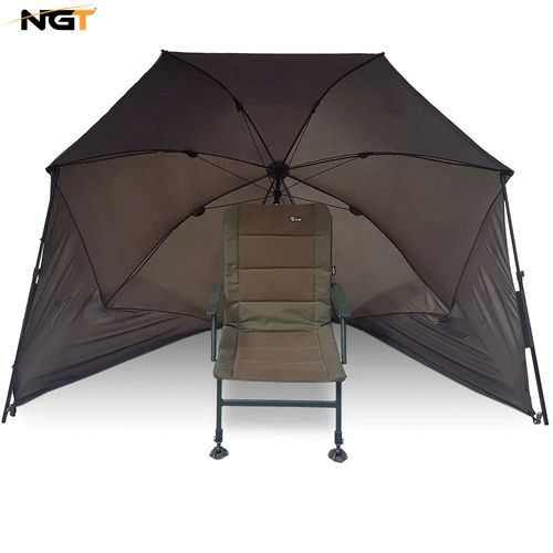 NGT 50" Fishing Brolly Umbrella Carp Coarse Fishing Day Shelter With Storm Poles — image 1