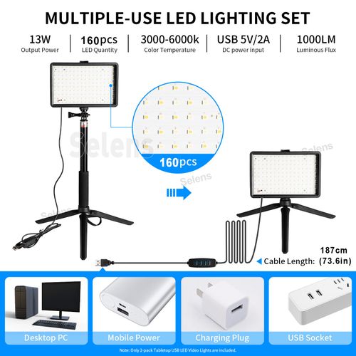 2PCS 8" LED Video Lighting Kit Light Photography Studio Photo Lamp Live 1m Stand — image 2