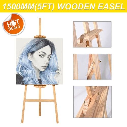 Tripod Easel 1.5M A Frame Floor Standing Wooden Artist Foldable & Adjustable DIY