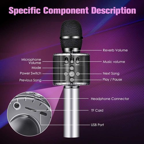 Wireless Karaoke Bluetooth Microphone with LED Disco Light New — image 4