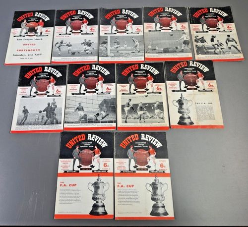 11 Man Utd United Review Programmes 1955-66 FA Cup Vintage Collection — image 1