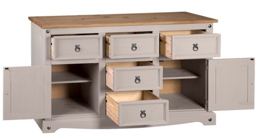 Corona Sideboard Grey 2 Door 5 Drawer Large - Mexican Solid Pine — image 5