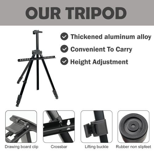 Tripod Painting Easel Artist Field Studio Display Telescopic White Board Stand — image 4