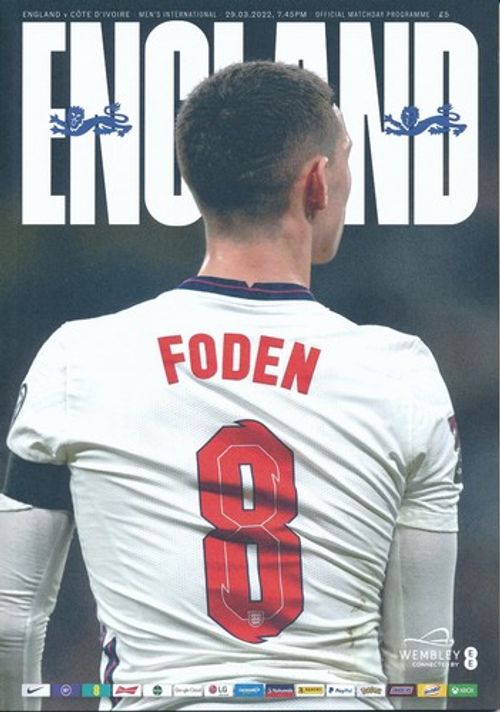 ENGLAND v Ivory Coast (Friendly International Wembley) 2022 Official programme