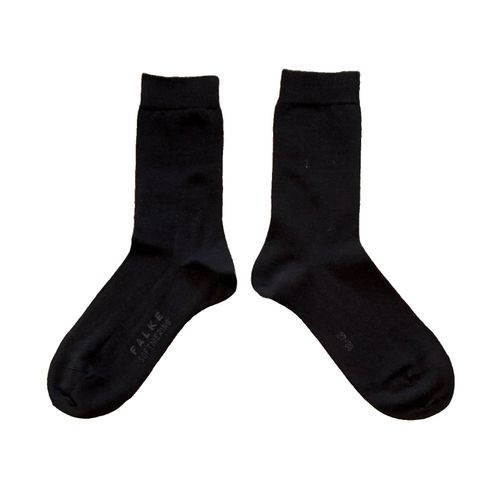 Falke Soft Merino Wool Cotton Blend Black Mid Calf Crew Socks 1 Pair — image 3