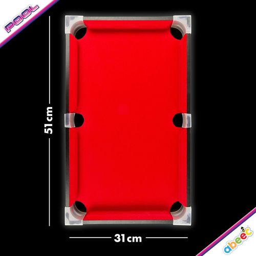 Mini LED Tabletop Pool Table Light Up Kids Snooker Game with Cues Balls 50cm — image 4