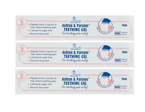 3 x NEW BANANA Ashton & Parsons Teething Gel Rapid Teething Pain Relief 10ml