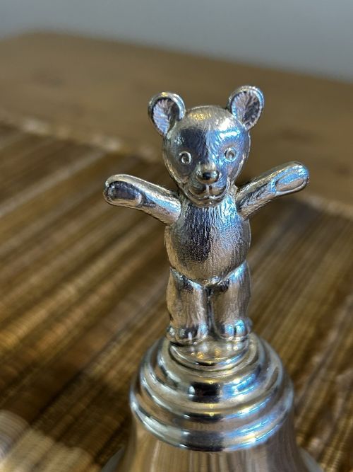 Vintage Lanthe Silver Plated Ornate Teddy Bear Christening Baby Bell 5 In VGC — image 2