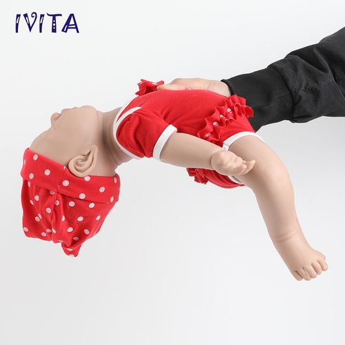 IVITA 17”Handmade Sleeping Girl Full Body Silicone Reborn Baby Doll Toy Gifts — image 4