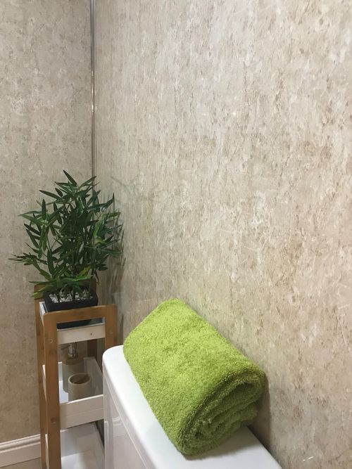 10 Granite Beige Marble PVC Bathroom Cladding Plastic Ceiling Shower Wall Panels — image 6