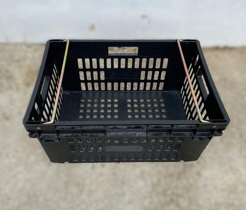 Black Bale Arm Crates 600x400x300mm Heavy Duty Extra Strong METAL HANDLES 53ltr